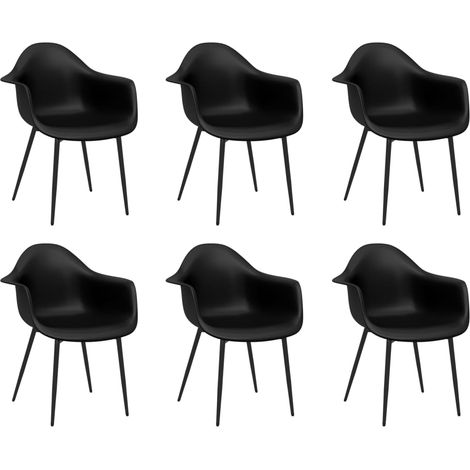 Juego de 6 sillas de comedor con respaldo curvo en PP negro y metal DEC025698 (1/5)