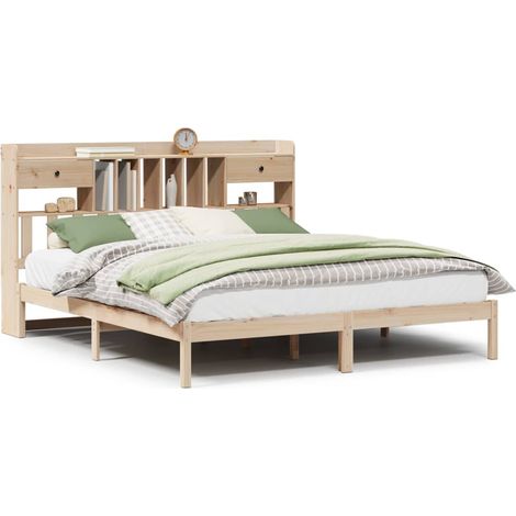 Maison Exclusive - Massivholzbett mit Regal ohne Matratze 180x200