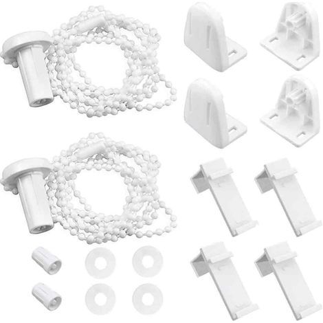 Set mit 2 Rollomechanismen, bohrfreie Montage, PVC-Halterung, 180 mm Kugelkette, für 17-mm-Rohr, für Wohnzimmer-/Bürofenster (1/5)