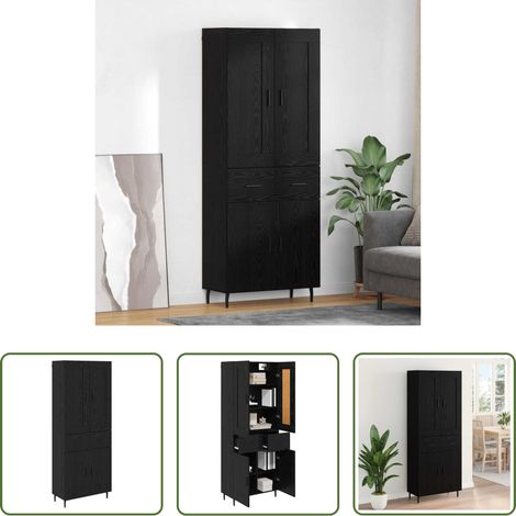 vidaXL Holzwerkstoff -  Highboard 2 pcs Schwarz Eichen-Optik Holzwerkstoff (1/5)