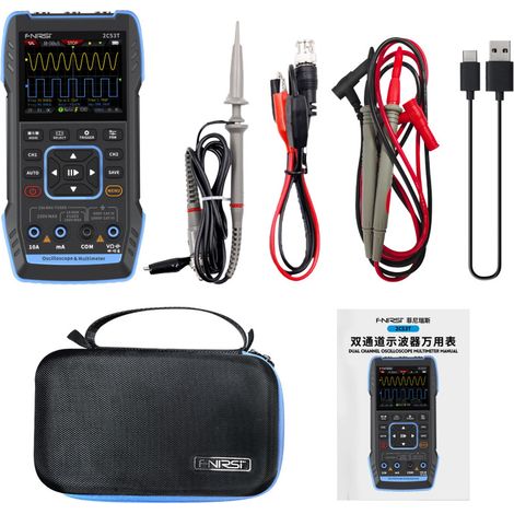 Osciloscopio multifunción 3 en 1 con generador de señales, 50 MHz, 2 canales, 250 MS/s, 20 000 cuentas. (1/5)