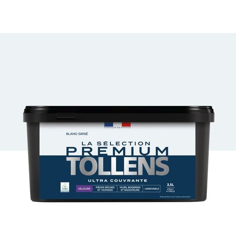 Tollens - Peinture intérieure couleurs - La Sélection Premium Velours - Ultra Couvrante - Blanc Grisé 2,5 L - 30m²