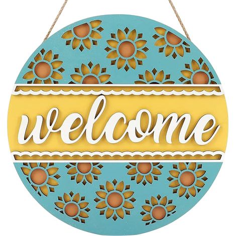 Panneau De Bienvenue En Bois - 30 X 30 Cm - Motif Hello Spring - Décor Rustique Pour Porte D'Entrée Porche Jardin Clôture Intérieur Extérieur - 1 Pièce (1/5)