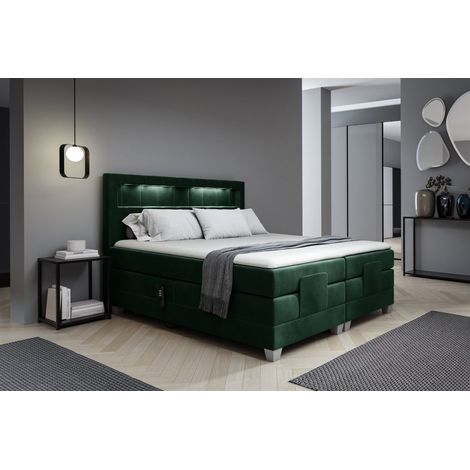 Boxspringbett Elektrisch Bett DAVIDE 180x200cm in Stoff Fresh Flaschengrün (1/2)