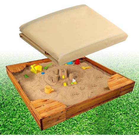 Couvercle de Bac à Sable Carré, Protection pour Jeux de Sable et Jouets, Housse Imperméable avec Cordon de Serrage, Abri pour Aire de Jeux Extérieure (1/5)