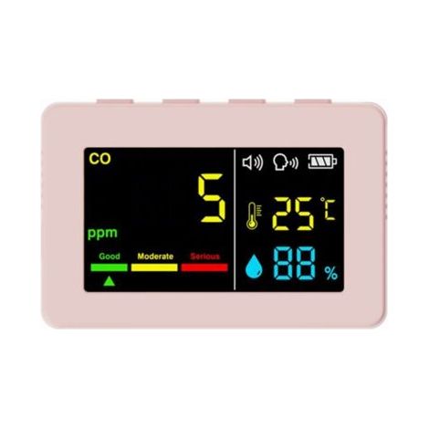 VURAHOME - Compteur portable de qualité de l’air 3 en 1, CO, température et humidité, écran couleur, détecteur de monoxyde de carbone avec alarme vocale et affichage de la batterie,de