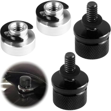 2 kit de Moto Vis de Fixation de Siège Vis Selle 6mm Boulons et Écrous de Siège de Moto en Aluminium Noir Vis de Siège de Moto Compatibles avec Harley Davidson Street Glide (Filetage 1/4"-20) (1/5)