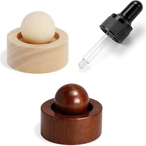 Galet Diffuseur Huile Essentielle en Bois Naturel Boule d'Huiles Essentielles Mini sans Eau pour Voiture Bureau Chambre avec Pipette Hêtre Noyer (1/5)