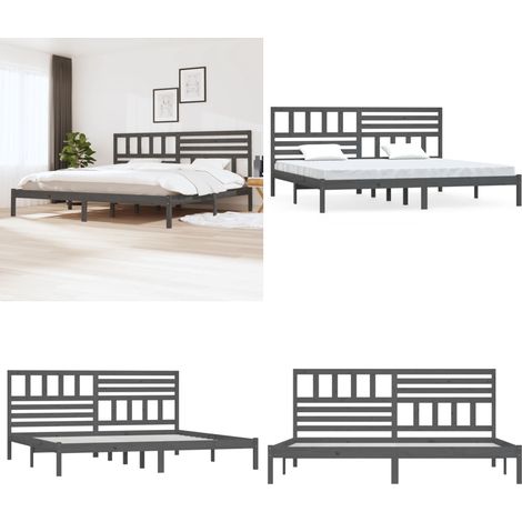 Massivholzbett Grau Kiefer 200x200 cm - Holzbett - Massivholzbette - Kiefernbett - Doppelbett - Boxspringbetten - Home & Living (1/5)