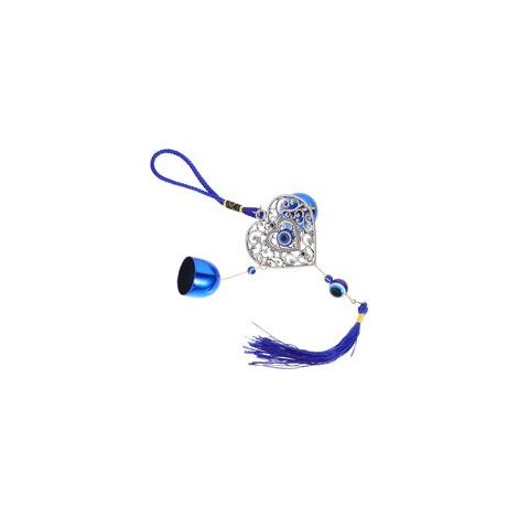 Carillon à Vent Métal Œil Bleu Maléfique 31 CM con Clochettes Decoración Suspendue Protectrice pour Porte Balcon Voiture Ornement Extérieur Turc