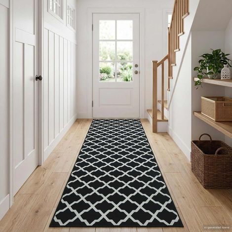Coureur de Tapis LESAKA Noir et blanc 50 x 150 cm (1/4)