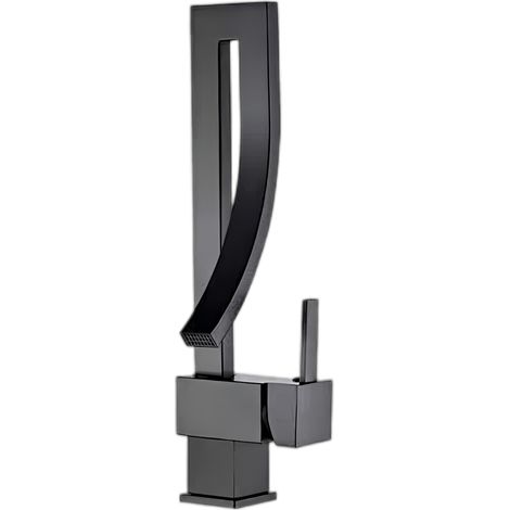 Moderne Waschtischarmatur aus massivem Messing in Schwarz – robust und elegant, Einhebelbedienung