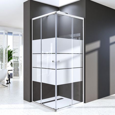 WDWRITTI Duschkabine 90x90cm Eckeinstieg Schiebetür, Duschkabine 90x90cm Eckeinstieg Duschabtrennung mit 6mm ESG Sicherheitsglas Glas Duschwand Höhe: 185cm