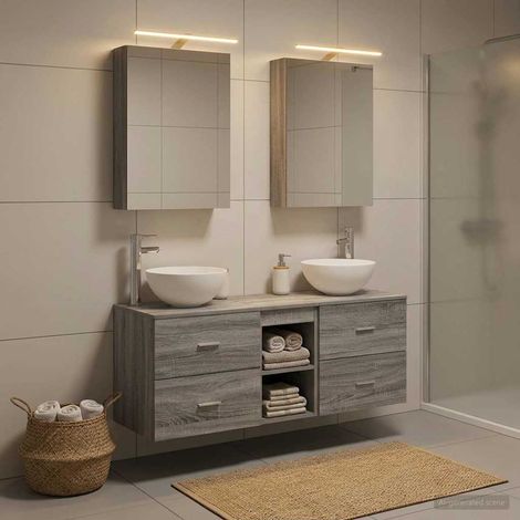 vidaXL Bathroom Furniture Set 5 pcs Grey Sonoma (1/5)