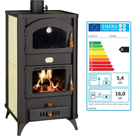 EEK A - Holzbeheizter Ofen Kesselofen Kocher Kamin kw Prity FGW18R Bunte Seitenteile (1/5)