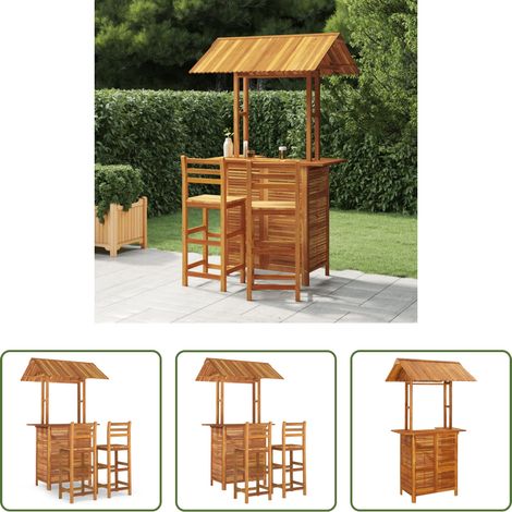 Akazienholz -  3-tlg. Gartenbar-Set Massivholz Akazie (1/5)