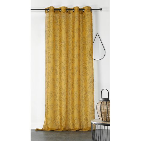 Voilage fleuri "Audace" - 140x280cm - Moutarde (1/3)
