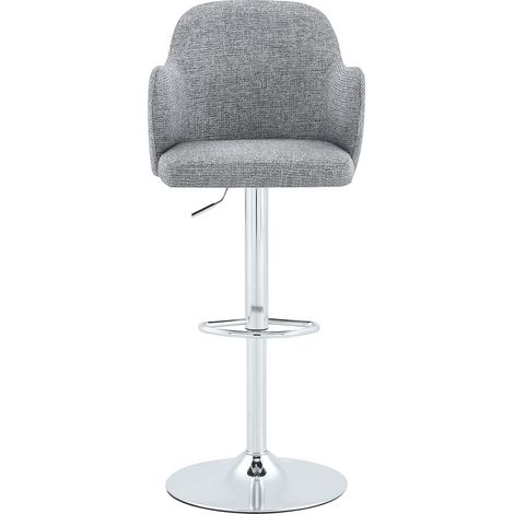 ELVMI Lote de 2 Taburetes de Bar Ajustables Giratorios 360 Grados con Reposabrazos, Tela y Acero Cromado, Gris (1/5)