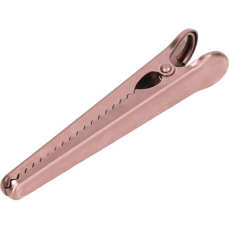 Pince de fermeture 11,6 cm, poignée confortable, conception robuste, dents internes, ustensile de cuisine, doré rose (1/5)