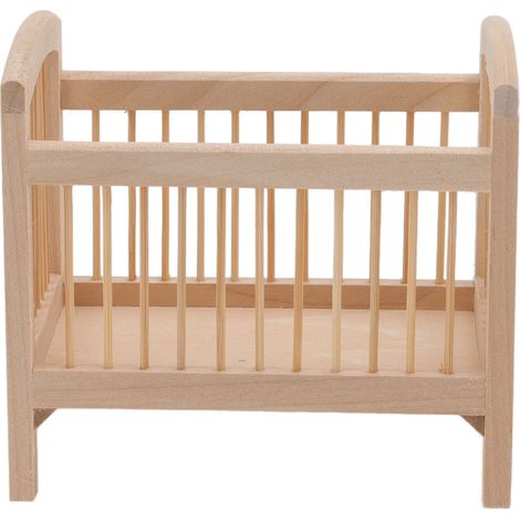 Lit de poupée miniature en bois 1/12 échelle, sans bavures, meuble réaliste pour maison de poupée (1/5)