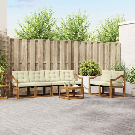 vidaXL Outdoor-Sofagarnitur mit Kissen 7 pcs Natur und Creme (1/5)