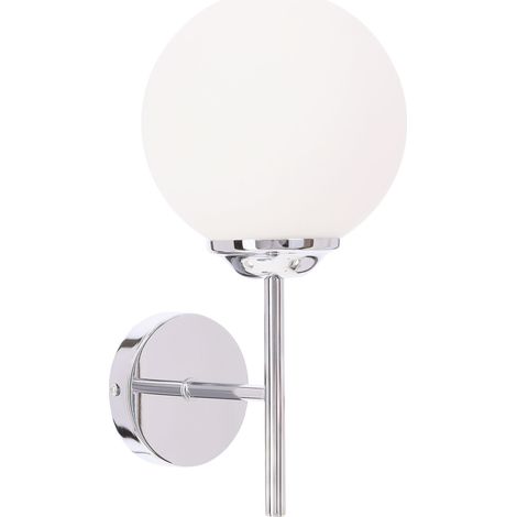 Applique murale minimaliste chrome globe blanc E14 (1/2)