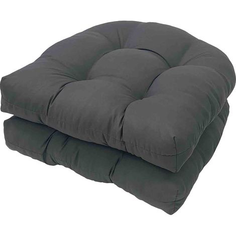 Coussin de chaise intérieur/extérieur - Ensemble de coussins d'assise 2 pièces - Hydrofuge et résistant aux UV - 22 x 22 cm - Coussins pour salon de jardin Gris (1/5)