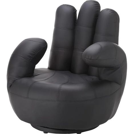 Poltrona a forma di mano girevole in similpelle Nero - CATCHY