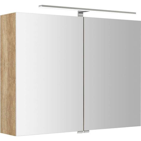 Sapho Riwa - Spiegelschrank mit LED-Beleuchtung 70x81x17 cm, 2 Türen, Eiche Alabama RIW080-0022 (1/5)