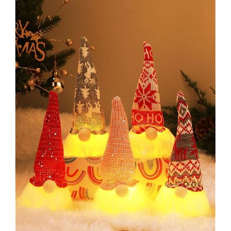 5 Pcs Décorations De Noël Lumineuses GNOME, Décoration Père Noël avec LED, Lutin De Noel Decoration Peluche, ecoration Noel Lumineuse pour Décoration Intérieure Fenetre Table (1/5)