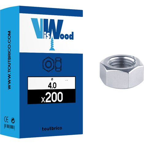 200 écrous hexagonaux Ø 4mm Inox A4 - Viswood