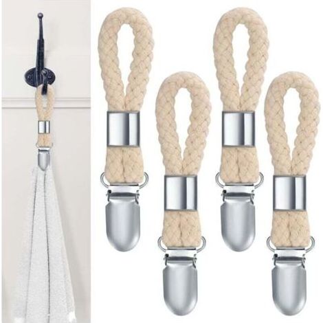 PA 11,5 x 2,3 cm, 4 Stück Handtuchklammern, Geschirrtuchhaken, Badezimmer-Handtuchhaken, Schrank-Handtuchklammern zum Aufhängen von Handtüchern zum Aufhängen von Geschirrtüchern (1/4)