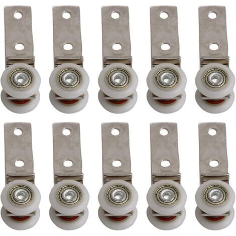 2.5" x 0.75" Elbow Conduit Metal Bearing Pulley Block with Two Plastic Wheel for Sliding Door Window Cabinet (1/4)