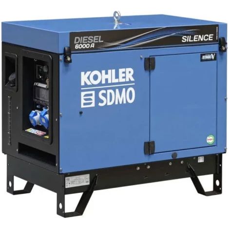 Sdmo – Groupe électrogène insonorisé diesel 4,9 kW – Monophasé – Démarrage électrique – Autonomie 22,5h – Niveau sonore 76 dB(A) (1/3)