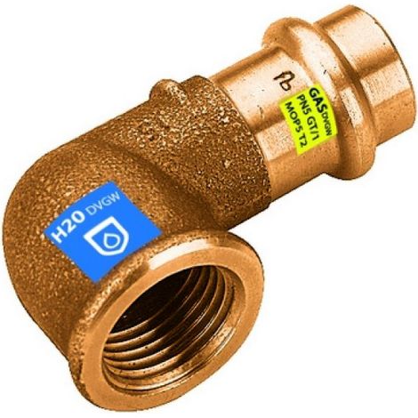 GOMITO 90° IN BRONZO A PRESSARE F X FIL F ACQUA/GAS Diam. 12 x 1/2