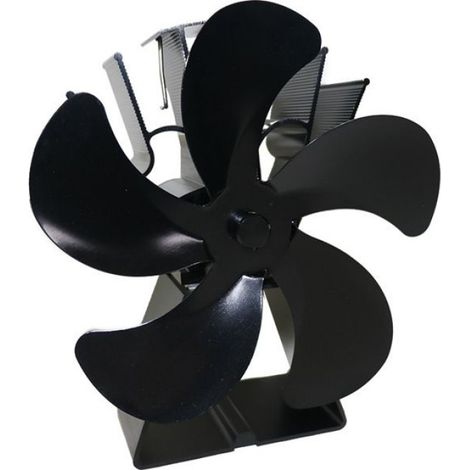 Ventilateur de poêle à bois en alliage d'aluminium, distribution de chaleur efficace, Ventilateur de cheminée à 5 pales noir (1/4)