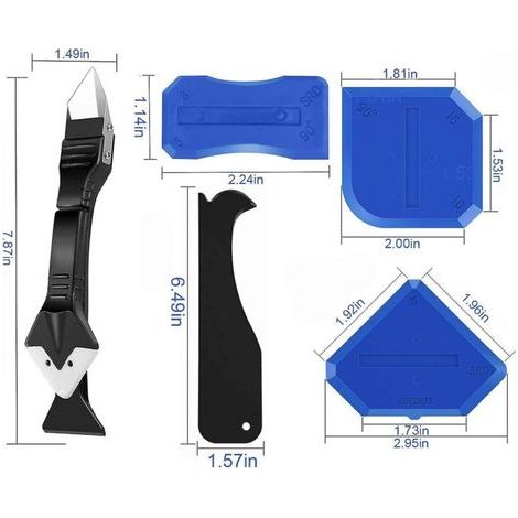 Buse de calfeutrage en Silicone 3 en 1 (acier inoxydable), grattoir, outil de finition de calfeutrage, réutilisable, 5 embouts, excellent outil (1/3)