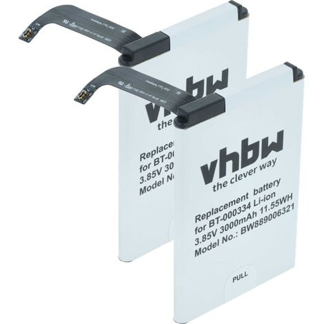 vhbw 2x batteria compatibile con Zebra TC200J, TC25, TC20 lettore di codici a barre, POS (3000mAh, 3,85V, Li-Ion)