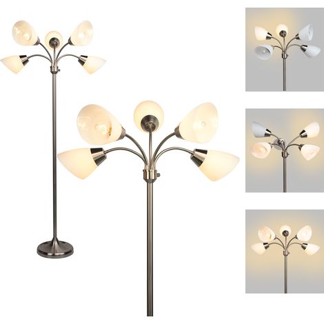 JCPYIUL Vintage Industriestil Stehlampe, klassische Lesestehlampe für Wohnzimmer, schmale Standleuchte mit 5 flexiblen Schwanenhals-Leuchtenköpfen, drehbarer Drehschalter zur Lichtsteuerung, passend f