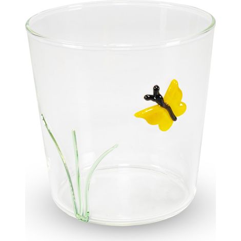 WD LifeStyle Bicchiere Vetro Borosilicato Cc 250 ml Decoro Farfalla