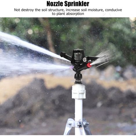 Aspersor rotativo para agricultura  5 boquillas, brazo basculante DN20 de 3/4 de pulgada, negro  Riego de grandes superficies (1/5)