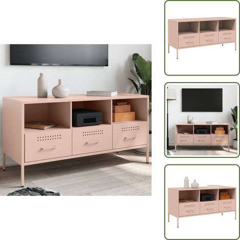 The Living Store Mobile TV Rosa 100,5x39x50,5 cm in Acciaio - Mobile TV rosa