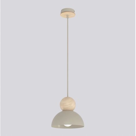 Lampada a sospensione Kaki in acciaio e legno mokka beige