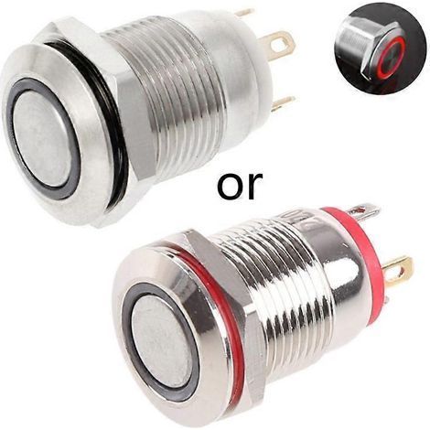 Interrupteur à bouton-poussoir momentané en métal avec LED de 12 mm. pour bateau ou voiture. 3 A/220 V CC (1/4)