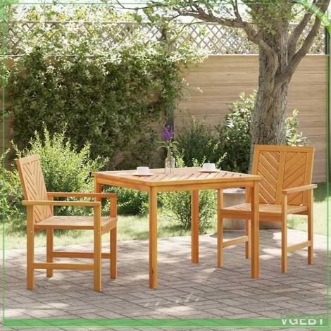 Ensemble de salle à manger pour jardin - Mod. 3154104 - Bois d'acacia massif - 3 pcs (2 chaises + table) - Finition huilée (1/5)