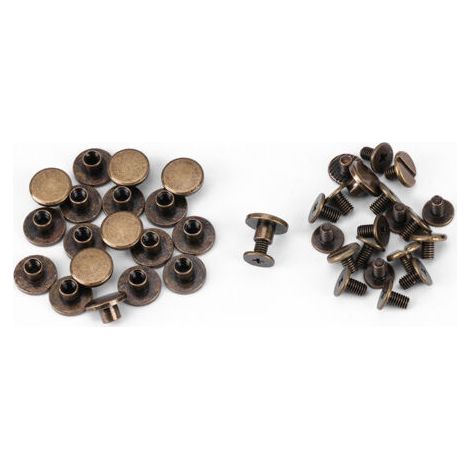 20 tornillos, tuercas, clavos y remaches de cabeza plana de cobre y latón con tapas de cuero (5 mm) (1/5)