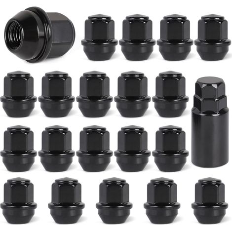20 dadi ruota neri M12x1.5, dadi ruota conici antiruggine a 60°, prigionieri ruota esagonali da 19 mm, compatibili con i ricambi originali Ford.