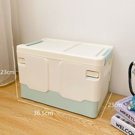 Boîte de rangement pliable en plastique, multifonctionnelle, pour livres, bureau, décoration intérieure, idéale pour une chambre d'étudiant, verte, 36,5 x 23 x 23 cm / 14,37 x 9,06 x 9,06 pouces (1/5)