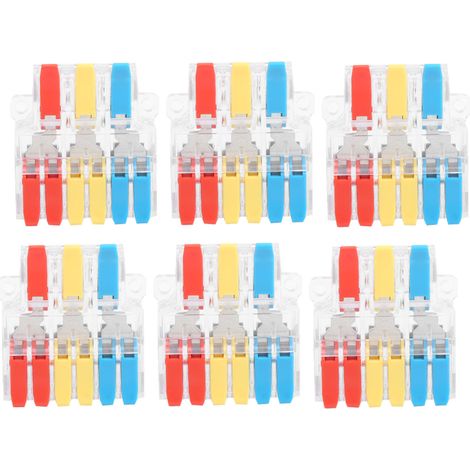 Lot de 10 bornes de connexion transparentes pour câbles, 3 entrées, 6 sorties, bornier LT-636, section de câble 0,5-6,0 mm²