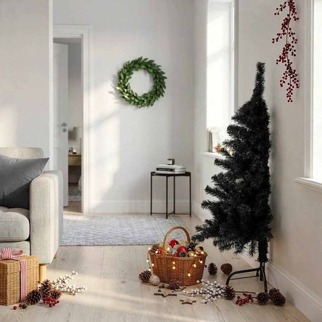 Teenpull – Künstlicher Halb-Weihnachtsbaum mit Ständer Schwarz 120 cm PVC (1/5)